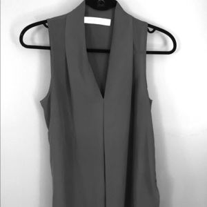 Grey/Brown Silky Sleeveless Shirt